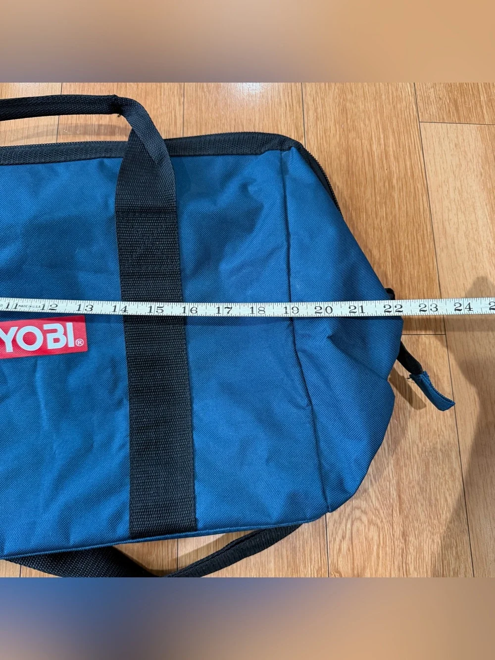 Ryobi Tool Bag Original Blue Opens Wide Handle Zip Top Large Canvas Contractor